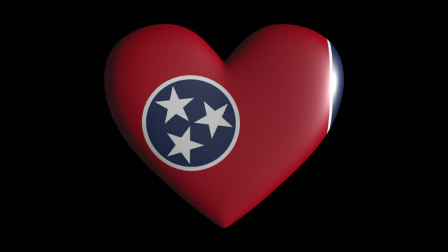 Tennessee-heart-pulsate-isolate-on-transparent-background-loop,-alpha-channel
