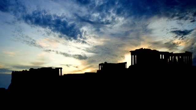 Griechenland-Akropolis-Blau-Sonnenuntergang