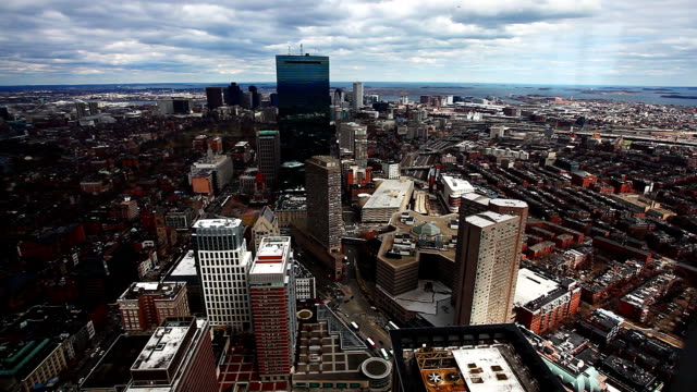Panoramic-aerial-of-the-city-of-Boston,-Massachusetts