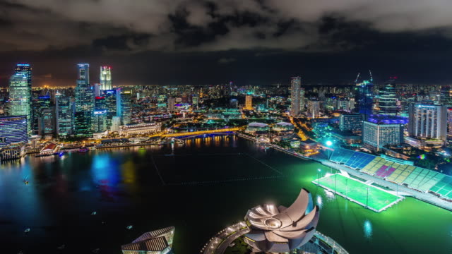 Panorama-Bay-Blick-vom-berühmten-Hotel-Singapur-4-k-Zeitraffer
