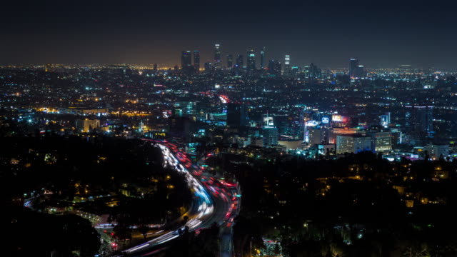 Hollywood-und-Los-Angeles-bei-Nacht-Zeitraffer