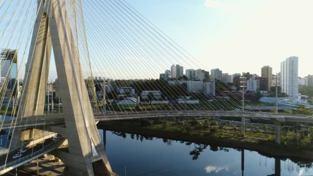 Aerial-View-of-Estaiada-Bridge-in-Sao-Paulo,-Brazil