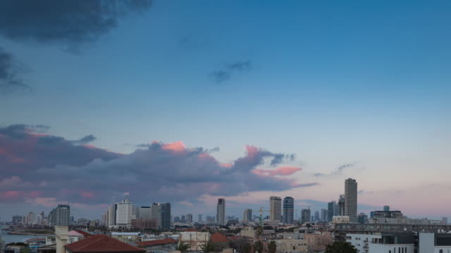 Tag-zur-Nacht-Zeitraffer-von-Tel-Aviv-von-Jaffa.
