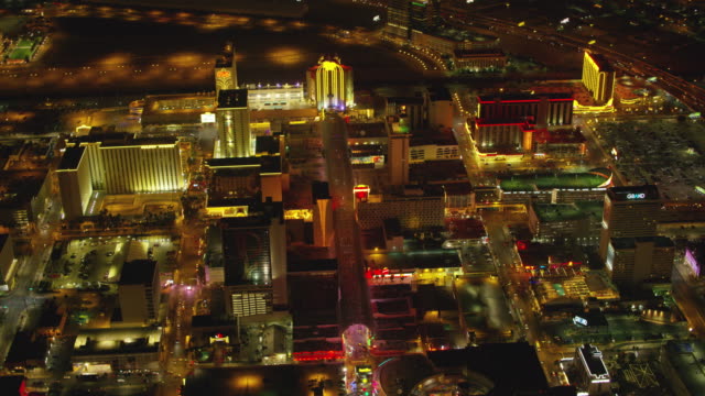 Aerial-view-of-downtown-Freemont-Street-Las-Vegas-at-night.