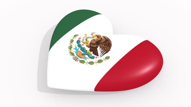Herz-in-Farben-und-Symbole-von-Mexiko-auf-weißem-Hintergrund,-Schleife
