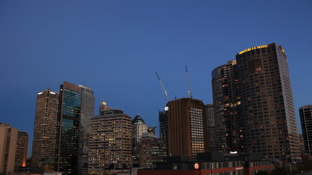 Sydney,-Australia,-timelapse-vista-de-los-edificios-de-la-ciudad.-Un-popular-tourisum-destino.