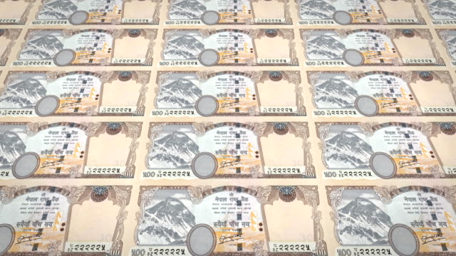 Banknoten-der-fünfhundert-nepalesische-Rupie-von-Nepal,-Bargeld,-Schleife