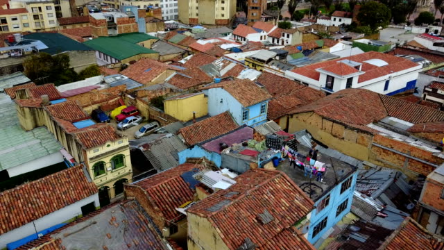 Aerial/Drone-view-of-downtown-Bogotá,-Colombia-2