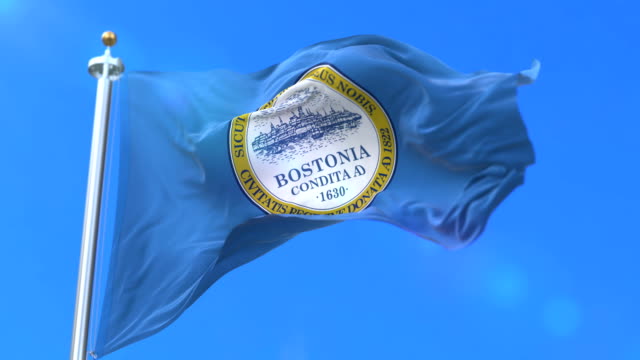 Flag-of-Boston-city,-city-of-United-States-of-America---loop