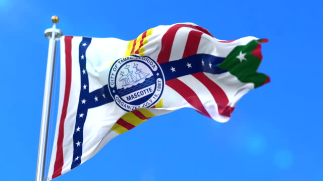 Bandera-de-la-ciudad-de-Tampa,-ciudad-de-Estados-Unidos-de-América---lazo