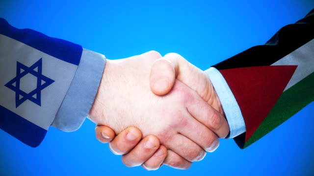Israel---Palestine--/-Handshake-concept-animation-about-countries-and-politics-/-With-matte-channel