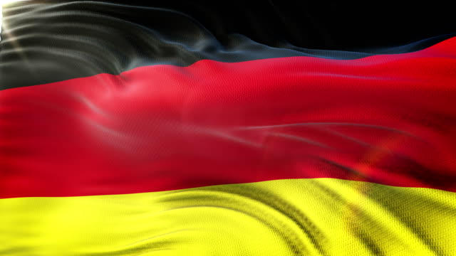 Flagge-Deutschlands-winken-auf-Sonne.-Seamless-Loop-mit-hochdetaillierten-Stoff.-Schleife-fertig-in-4-k-Auflösung.