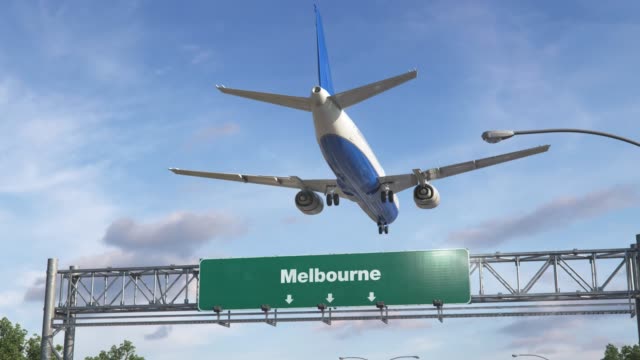 Melbourne-de-aterrizaje-de-avión