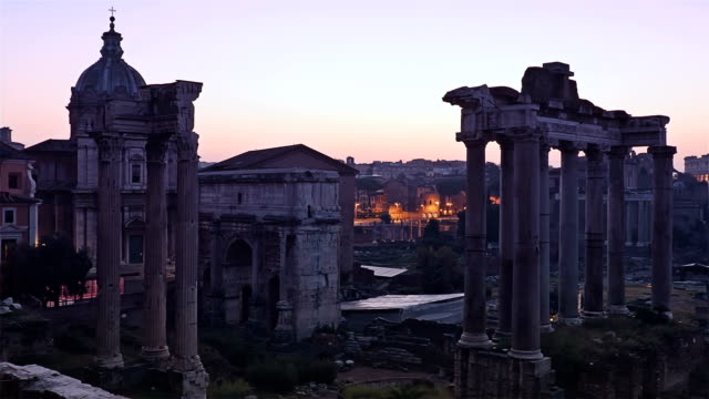 Zeitraffer.-Ruinen-des-Forum-Romanum,-Rom,-Italien.