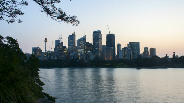 Sonnenuntergang-am-Sydney-Skyline-der-Stadt.