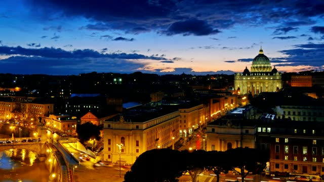 SSt.-Peter's-Basilica,-Vatican.-Rome,-Italy.-Time-lapse