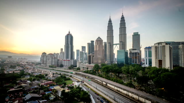 beautiful-sunrise-at-Kuala-Lumpur-city-centre-from-a-rooftop-of-a-building