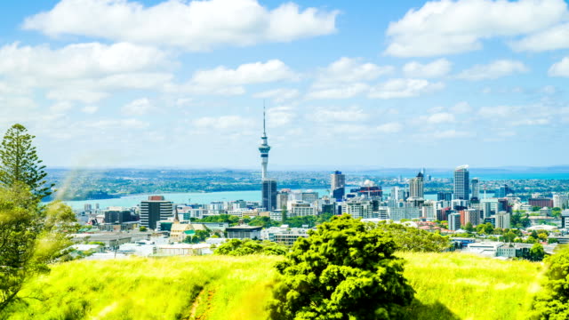 Lapso-de-tiempo-Vista-aérea-de-Auckland,-Nueva-Zelanda