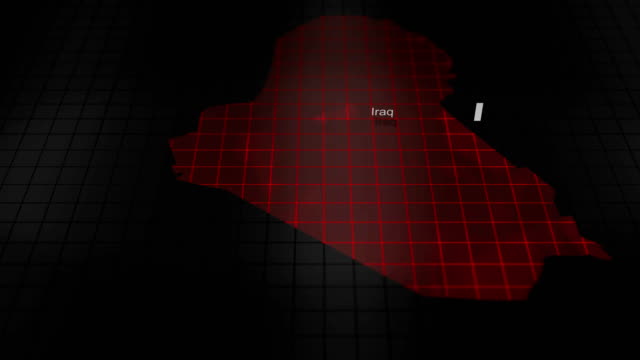 Futuristische-rot-digitale-ominöse-Karte-des-Irak