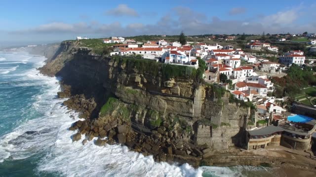 Aerial-View-Azenhas-Do-Mar,-Portugal