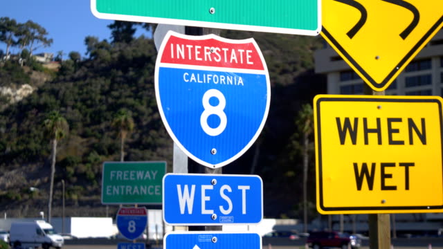 Interstate-8-overhead-freeway-sign-in-4k-slow-motion
