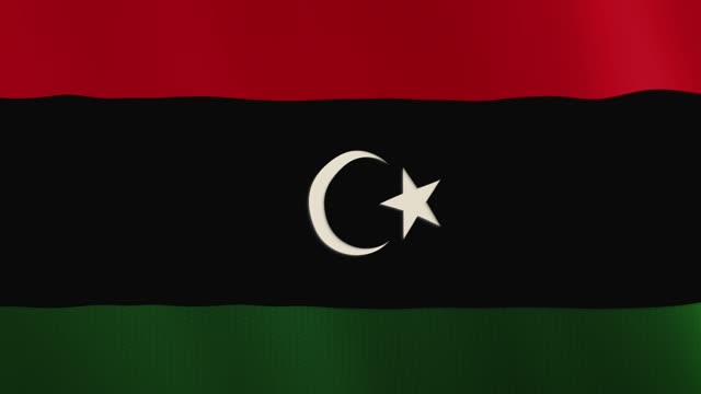 Libia-bandera-que-agita-de-la-animación.-Pantalla-completa.-Símbolo-del-país