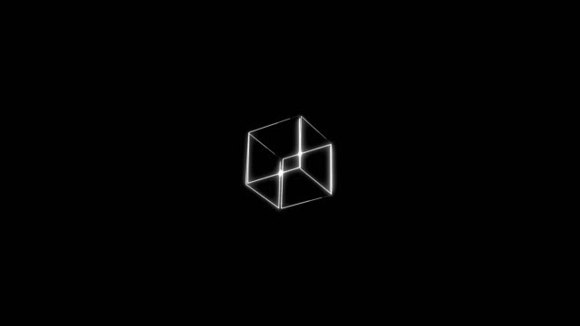Muchos-cubos-transparente-neón-girando-en-el-espacio,-Fondo-de-renderizado-3d