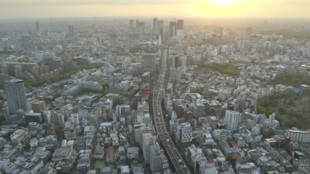 vista-del-atardecer-de-una-autopista-de-la-torre-mori-en-Tokio