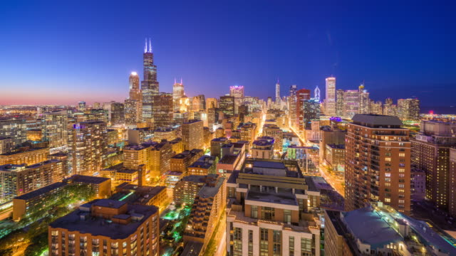 Chicago,-Illinois,-USA-Skyline-Innenstadt-Zeitraffer