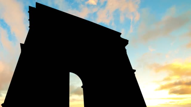 Timelapse-del-Arc-De-Triomphe-puesta-de-sol-cielo
