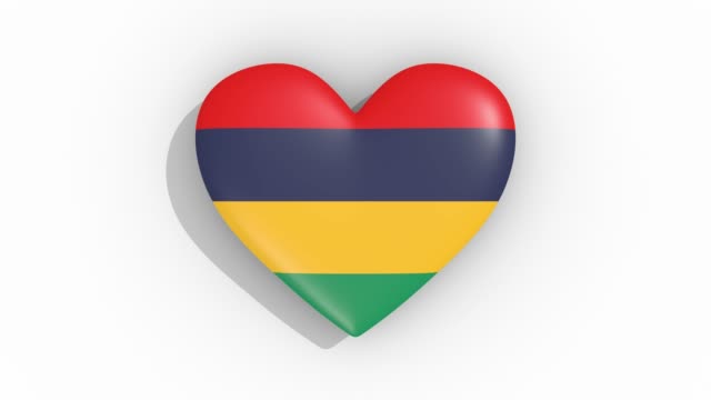 Heart-in-colors-flag-of-Mauritius-pulses,-loop