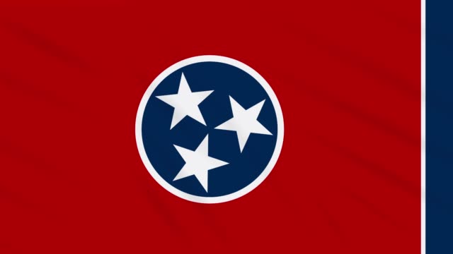 Tennessee-flag-flutters-in-the-wind,-loop-for-background