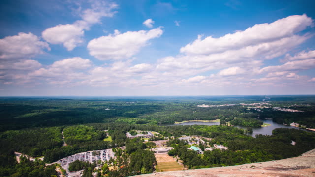 Time-Lapse---Panaromic-View-desde-Stone-Mountain-en-Atlanta,-Georgia