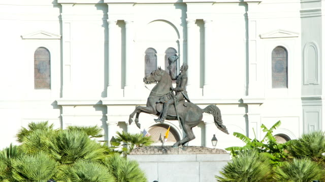 Andrew-Jackson-estatua-en-un-caballo-en-Nueva-Orleans,-Louisiana