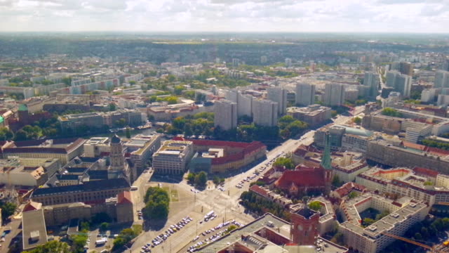 Aerial-panorama-of-Berlin-street-traffic-on-sunny-summer-day,