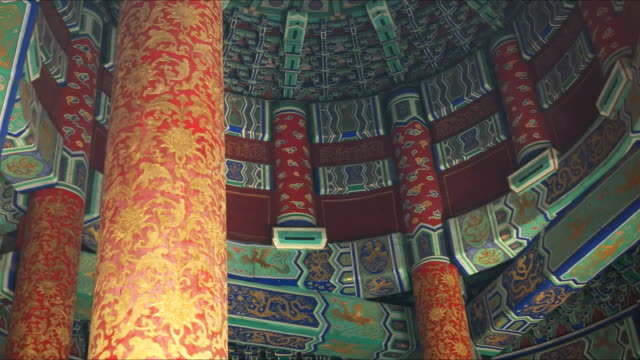 Innenraum-des-Daches-des-Tempel-des-Himmels,-Peking