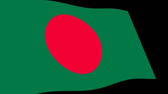 Bandera-de-Bangladesh-lento-agitando-en-perspectiva,-secuencias-de-animación-4K