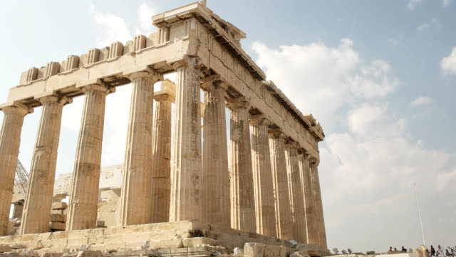 tilt-up-shot-of-the-parthenon-at-the-acropolis-in-athens-greece