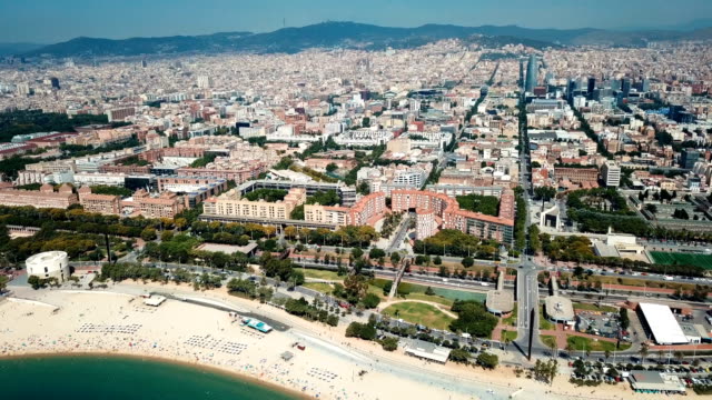 Panorama-der-modernen-Stadtteile-von-Barcelona