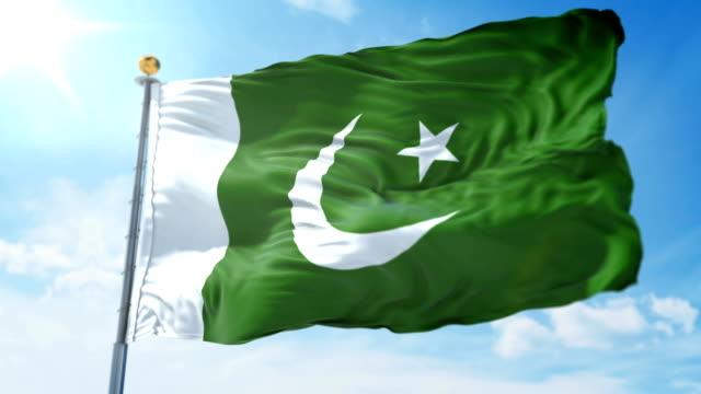 Pakistan-flag-seamless-looping-3D-rendering-video.-Beautiful-textile-cloth-fabric-loop-waving