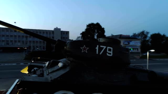 T-34-Soviet-Army-Medium-Battle-Tank-Memorial-Monument-at-Night