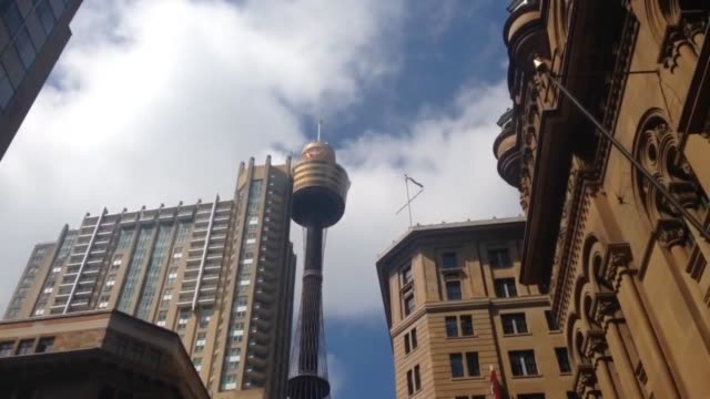 Zeitraffer-von-Sydney-Auge-Tower-vom-Boden