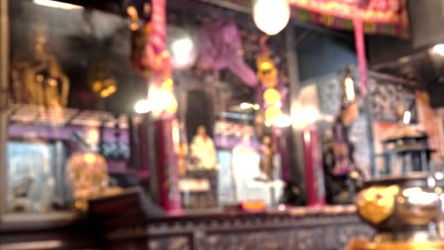4K-Unschärfe-China-Tempel-red-Bokeh-Hintergrund-Konzept-für-Happy-Chinese-New-Year-2019-display-Hintergrund,-verschwommen-im-freien-buddhistischen-Chinatown,-orientalischen-religiösen-Kultur,-Stadt-Shanghai.
