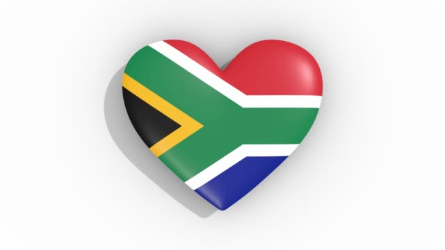 Herz-in-Farben-Flagge-von-Südafrika-Impulsen,-Schleife