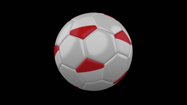 Soccer-ball-with-flag-Indonesia,-loop,-4k-with-alpha