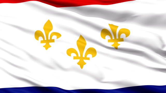 Acercamiento-Bandera-nacional-ondeante-de-la-ciudad-de-Nueva-Orleans
