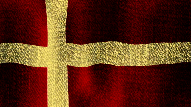 Dänemark-Flagge-winken-schnelle-SlowlySeamless-Schleifen-(sonnige,-goldene-realistische-Stoff-Textur,-Endlos-Schleife)