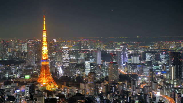 Zeitraffer---Landschaft-Tokyo-Tower-Nachtansicht