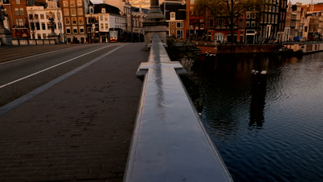 Cinematic-shot-of-Amsterdam-during-early-morning
