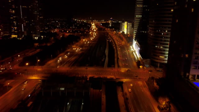 Tel-Aviv,-Israel,-Luftaufnahme-der-Ayalon-Highway-At-Night